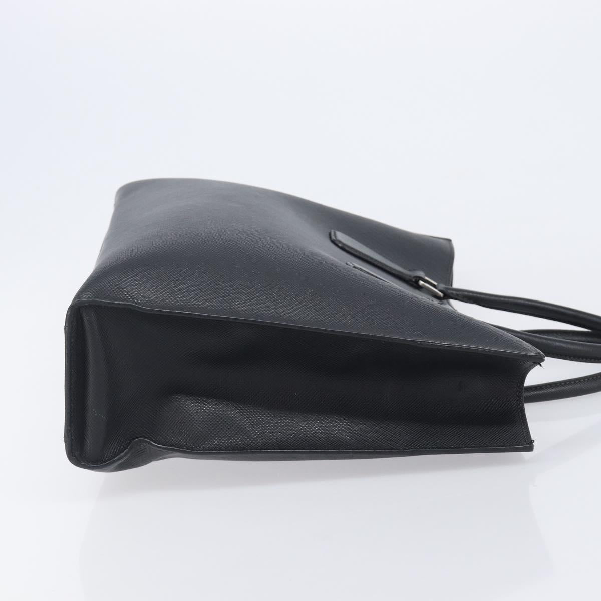 PRADA Tote Bag Leather Black Silver Auth 212084A