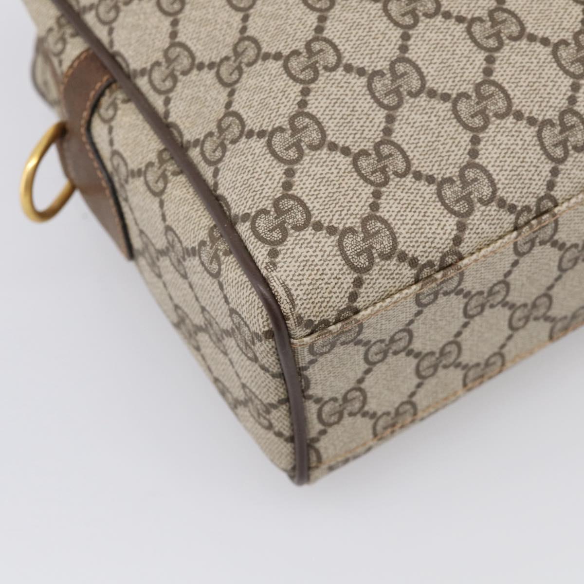 GUCCI GG Supreme Web Sherry Line Hand Bag PVC Beige Gold 67 0223839 Auth 212087