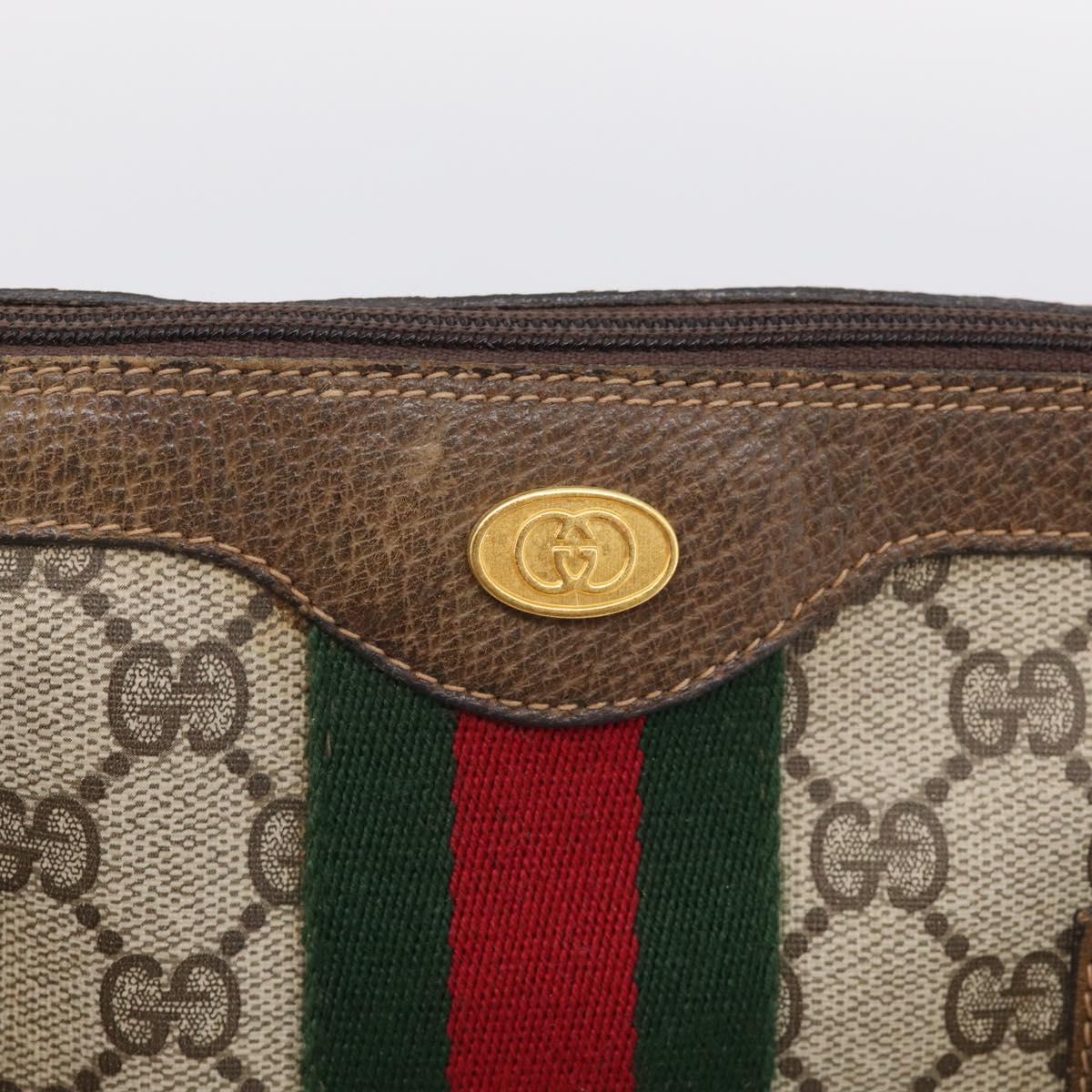 GUCCI GG Supreme Web Sherry Line Hand Bag PVC Beige Gold 67 0223839 Auth 212087