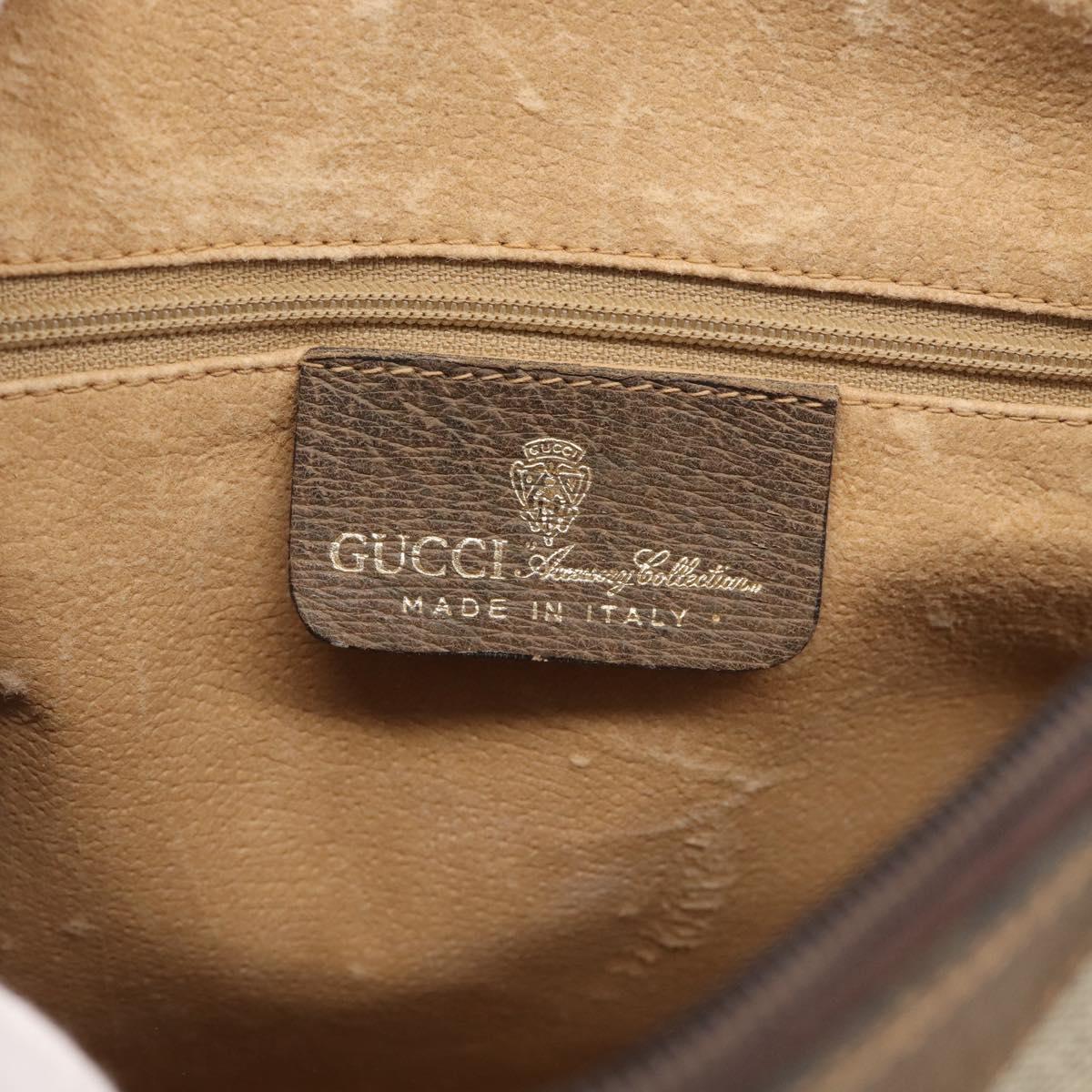 GUCCI GG Supreme Web Sherry Line Hand Bag PVC Beige Gold 67 0223839 Auth 212087