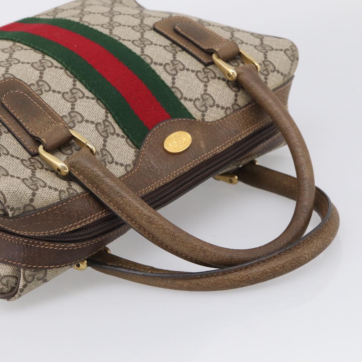 GUCCI GG Supreme Web Sherry Line Hand Bag PVC Beige Gold 67 0223839 Auth 212087