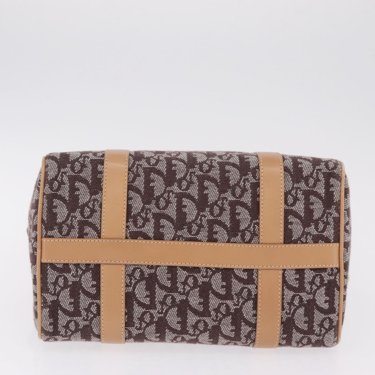 Christian Dior Trotter Canvas Hand Bag Brown Gold Auth 212092SAV