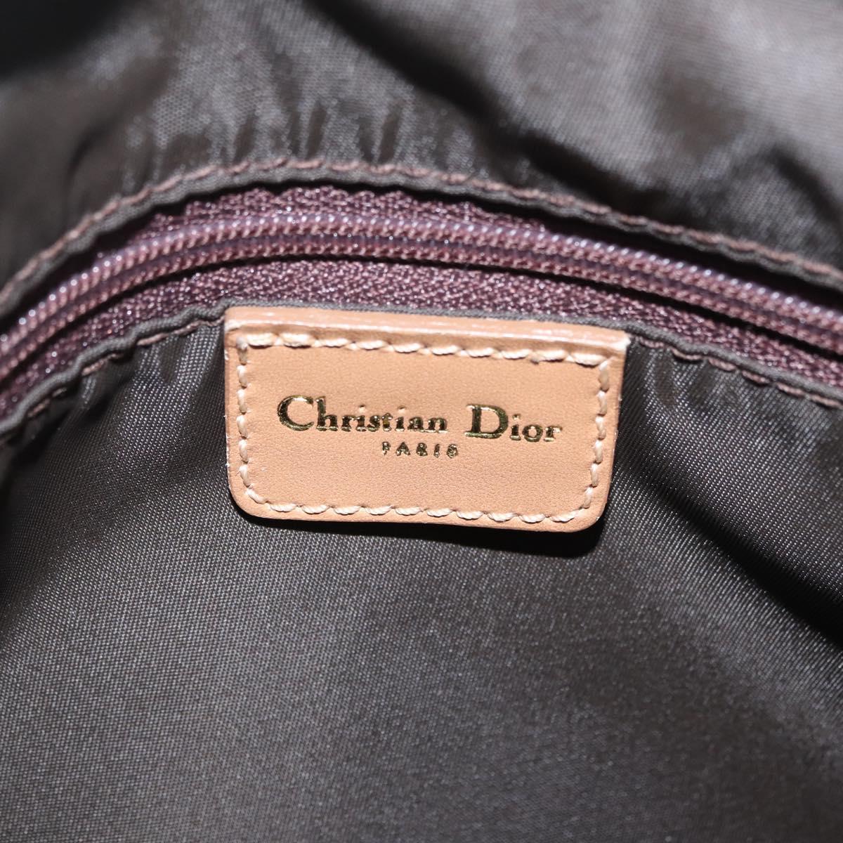 Christian Dior Trotter Canvas Hand Bag Brown Gold Auth 212092SAV