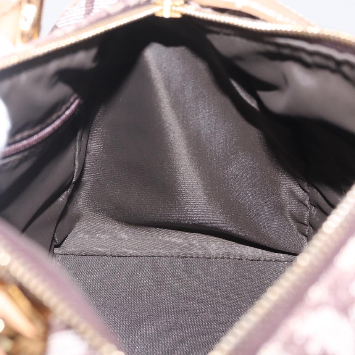 Christian Dior Trotter Canvas Hand Bag Brown Gold Auth 212092SAV