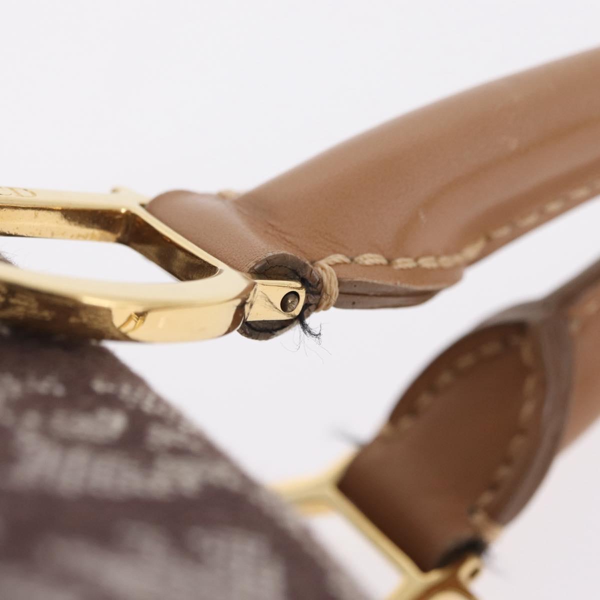 Christian Dior Trotter Canvas Hand Bag Brown Gold Auth 212092SAV