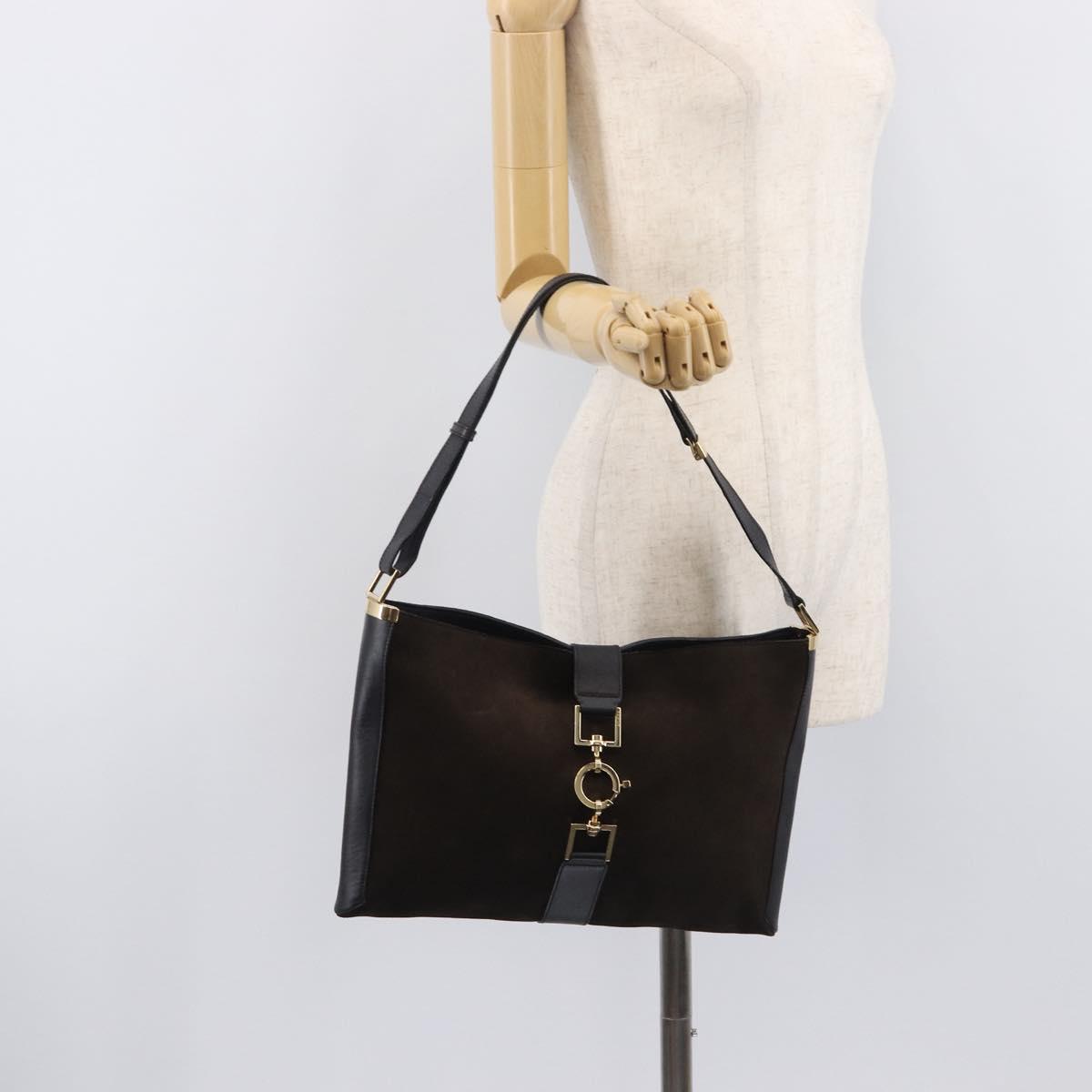 GUCCI Jackie Shoulder Bag Suede Brown Gold Tone 001 4052 1669 Auth 212093A