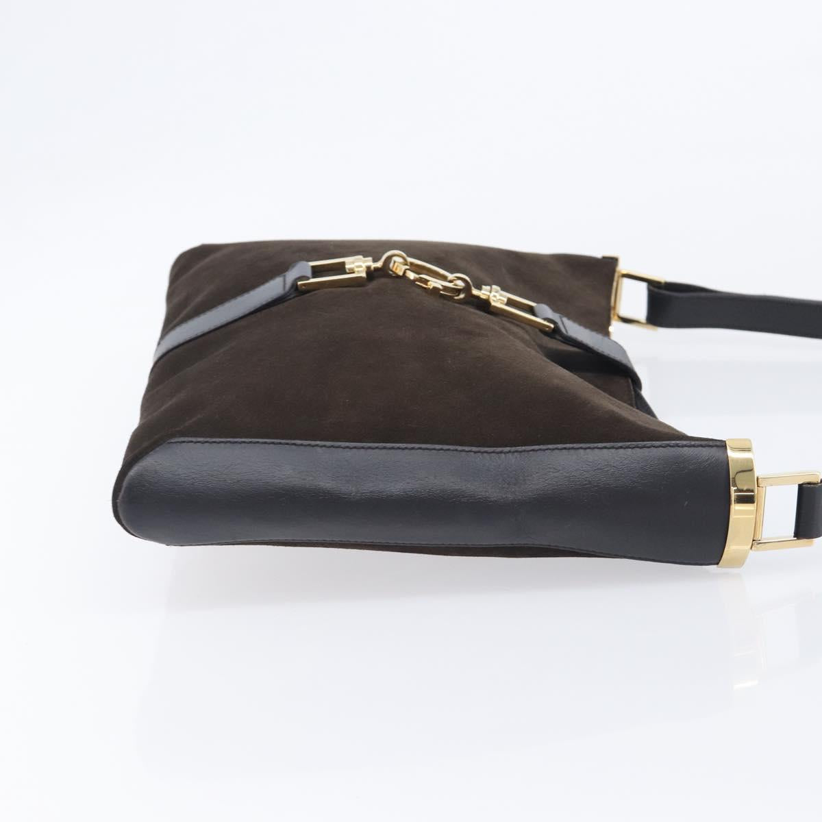 GUCCI Jackie Shoulder Bag Suede Brown Gold Tone 001 4052 1669 Auth 212093A