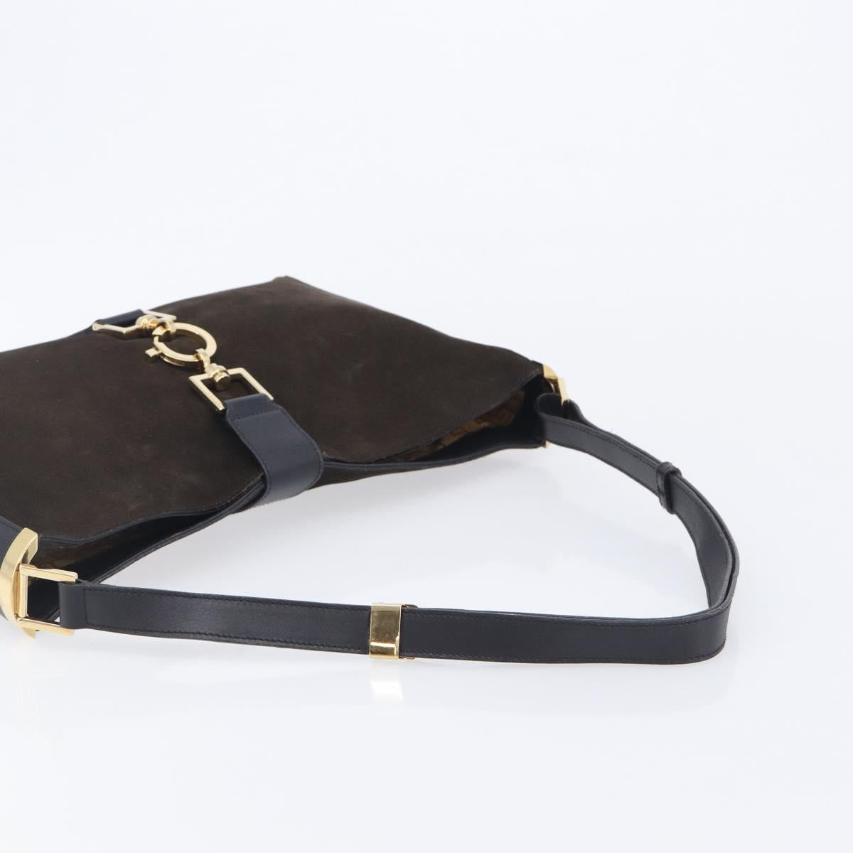 GUCCI Jackie Shoulder Bag Suede Brown Gold Tone 001 4052 1669 Auth 212093A