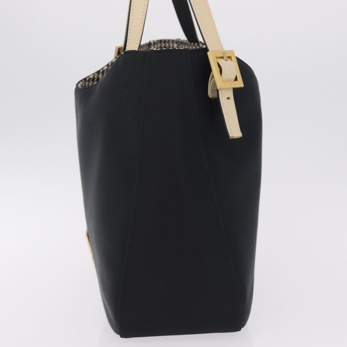 GIVENCHY Hand Bag Nylon Black Gold Auth 212095A