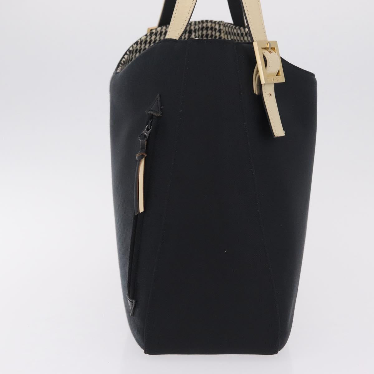 GIVENCHY Hand Bag Nylon Black Gold Auth 212095A