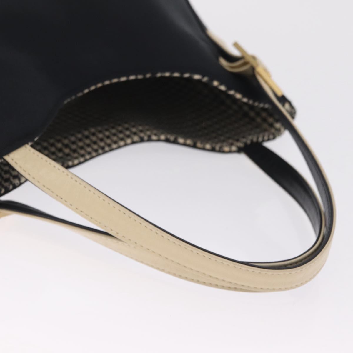GIVENCHY Hand Bag Nylon Black Gold Auth 212095A