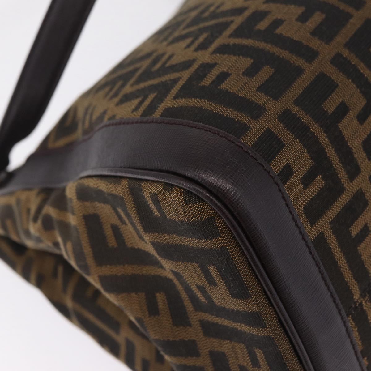 FENDI Zucca Canvas Shoulder Bag Black Brown Auth 212096SAV