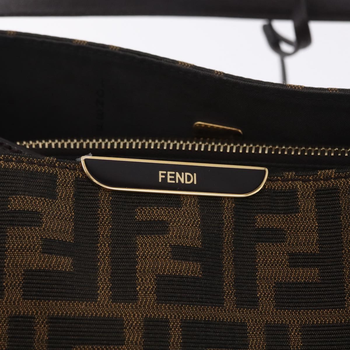 FENDI Zucca Canvas Shoulder Bag Black Brown Auth 212096SAV
