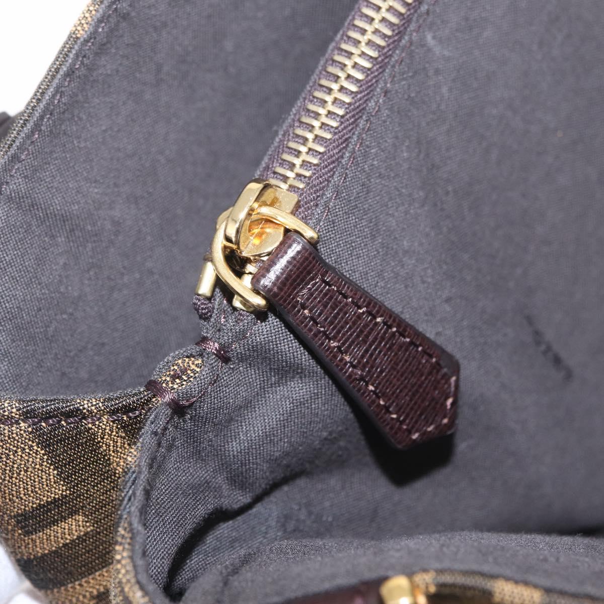 FENDI Zucca Canvas Shoulder Bag Black Brown Auth 212096SAV