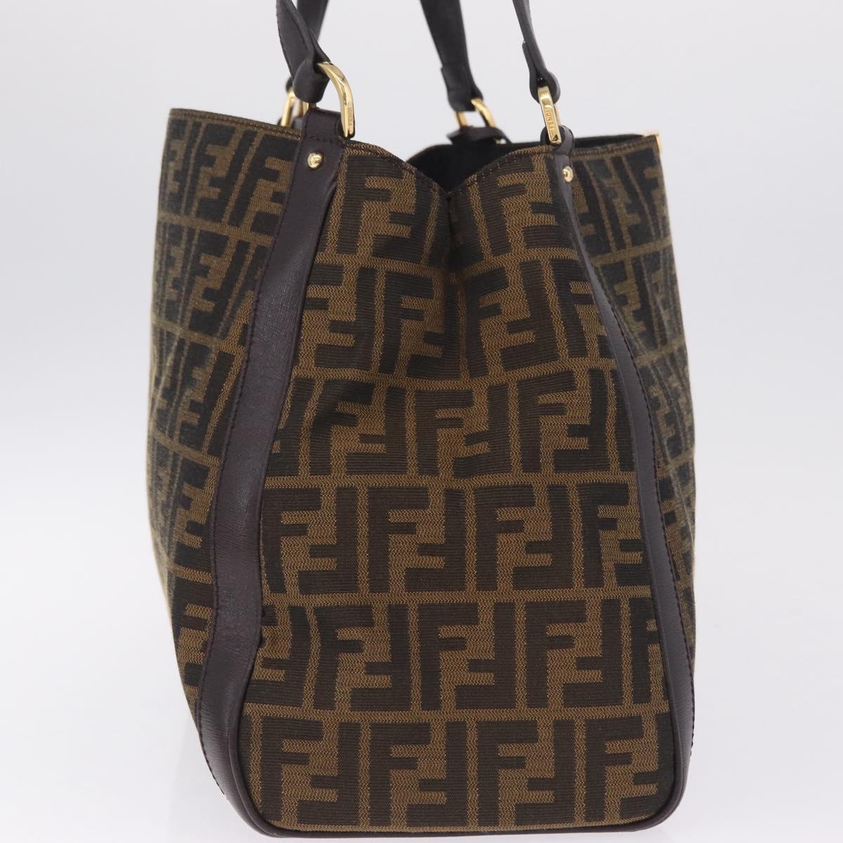 FENDI Zucca Canvas Shoulder Bag Black Brown Auth 212096SAV