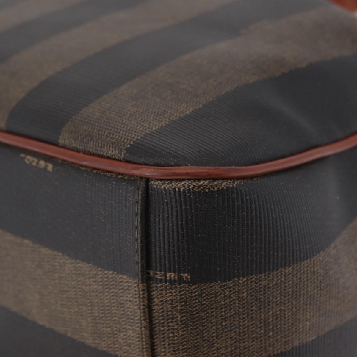 FENDI Pequin Canvas Shoulder Bag PVC Black Brown Auth 212097