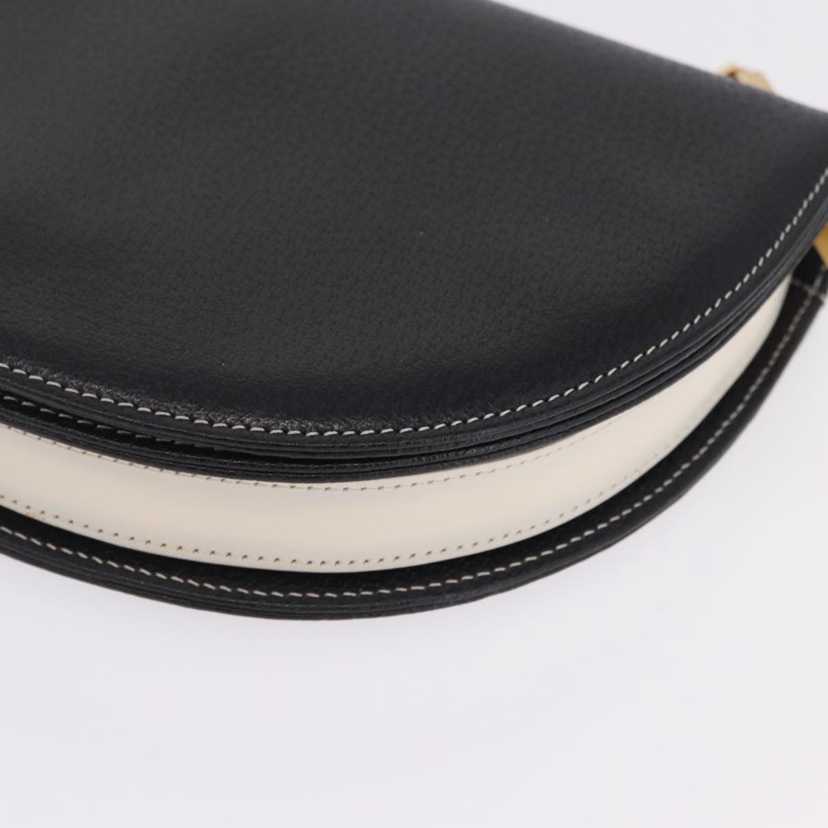 FENDI Shoulder Bag Leather Black Gold Auth 212099V