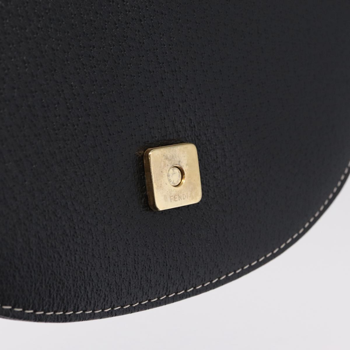 FENDI Shoulder Bag Leather Black Gold Auth 212099V