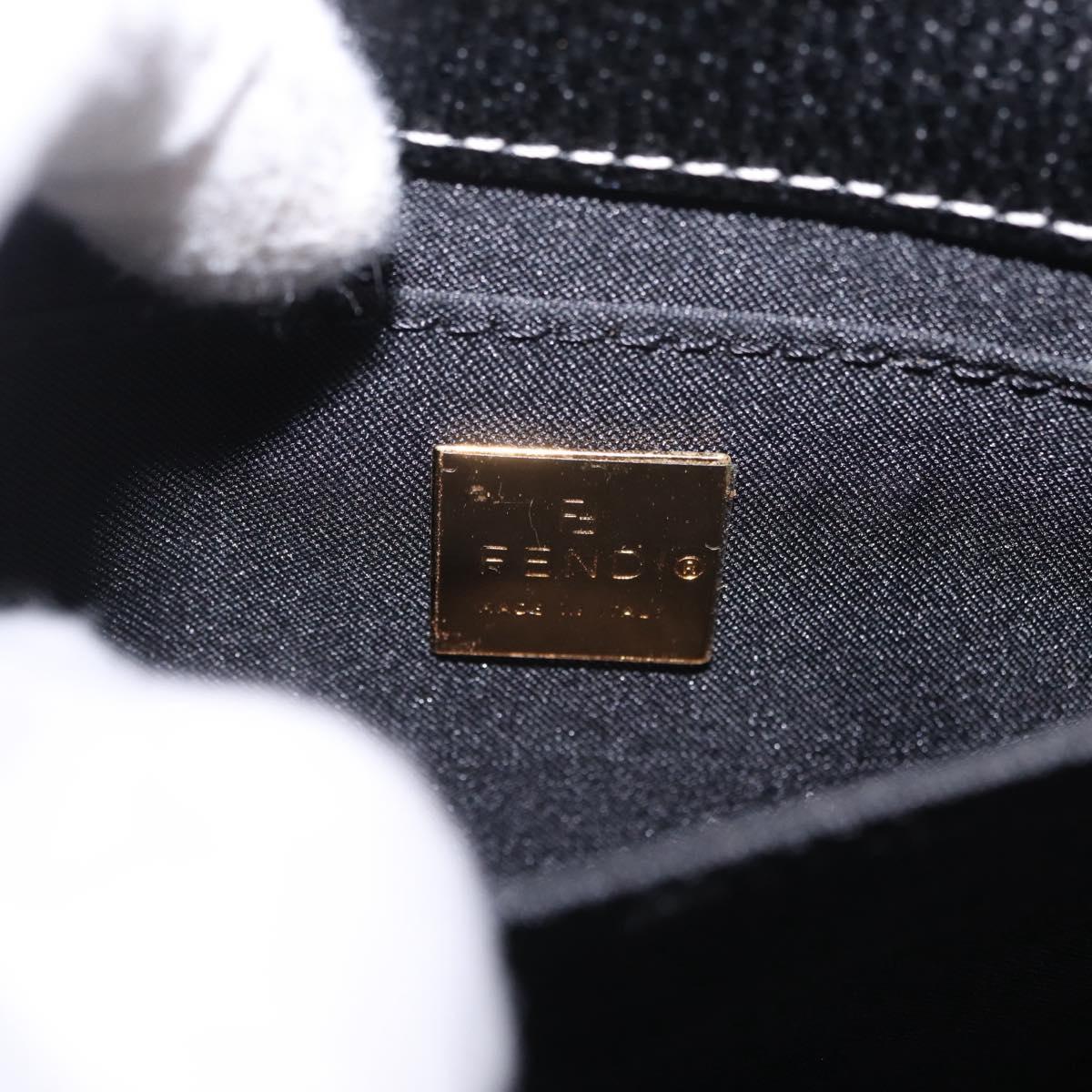 FENDI Shoulder Bag Leather Black Gold Auth 212099V