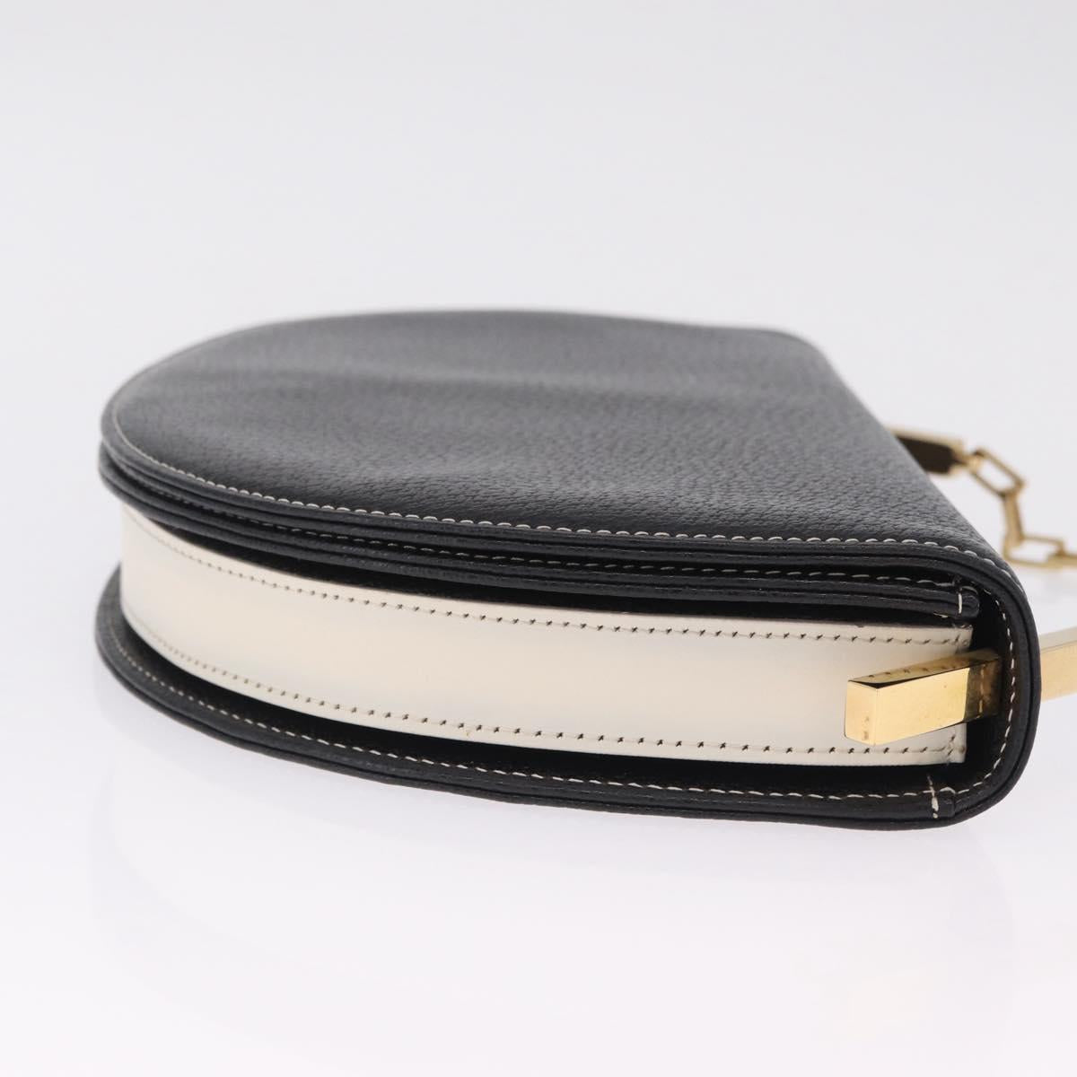 FENDI Shoulder Bag Leather Black Gold Auth 212099V