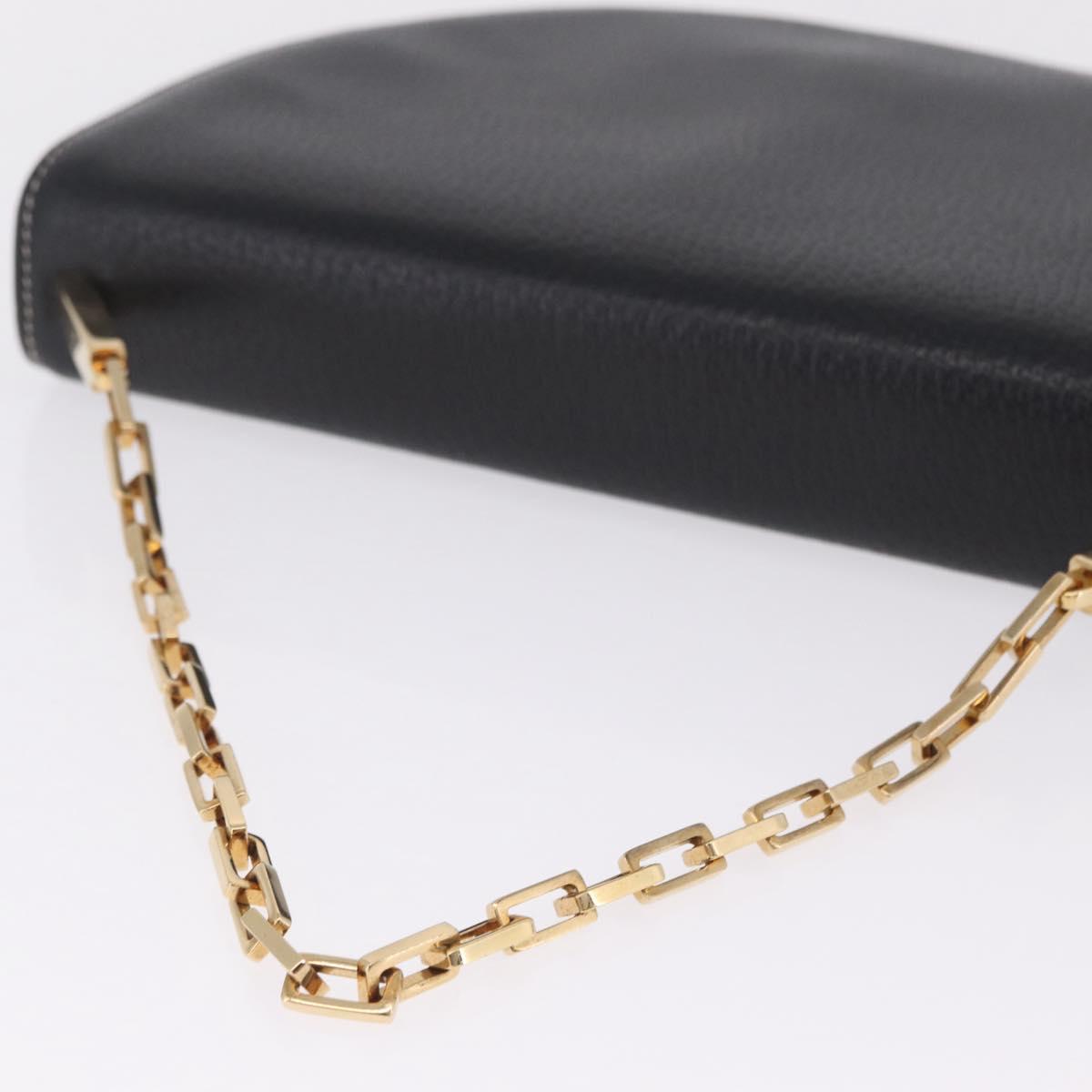 FENDI Shoulder Bag Leather Black Gold Auth 212099V