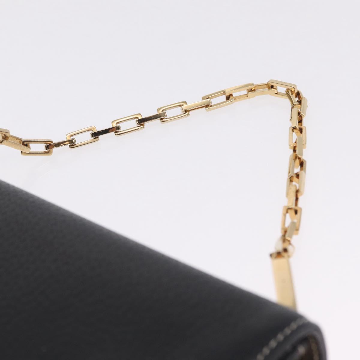 FENDI Shoulder Bag Leather Black Gold Auth 212099V