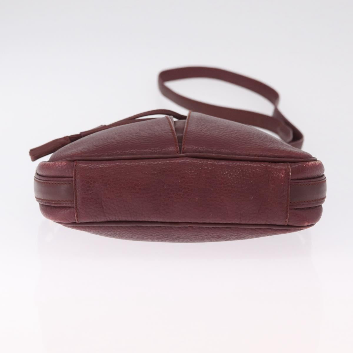 Cartier Must Line Shoulder Bag Leather Bordeaux Gold Auth 212100