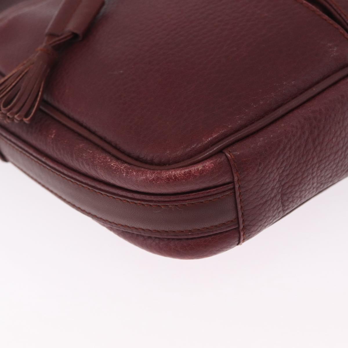 Cartier Must Line Shoulder Bag Leather Bordeaux Gold Auth 212100