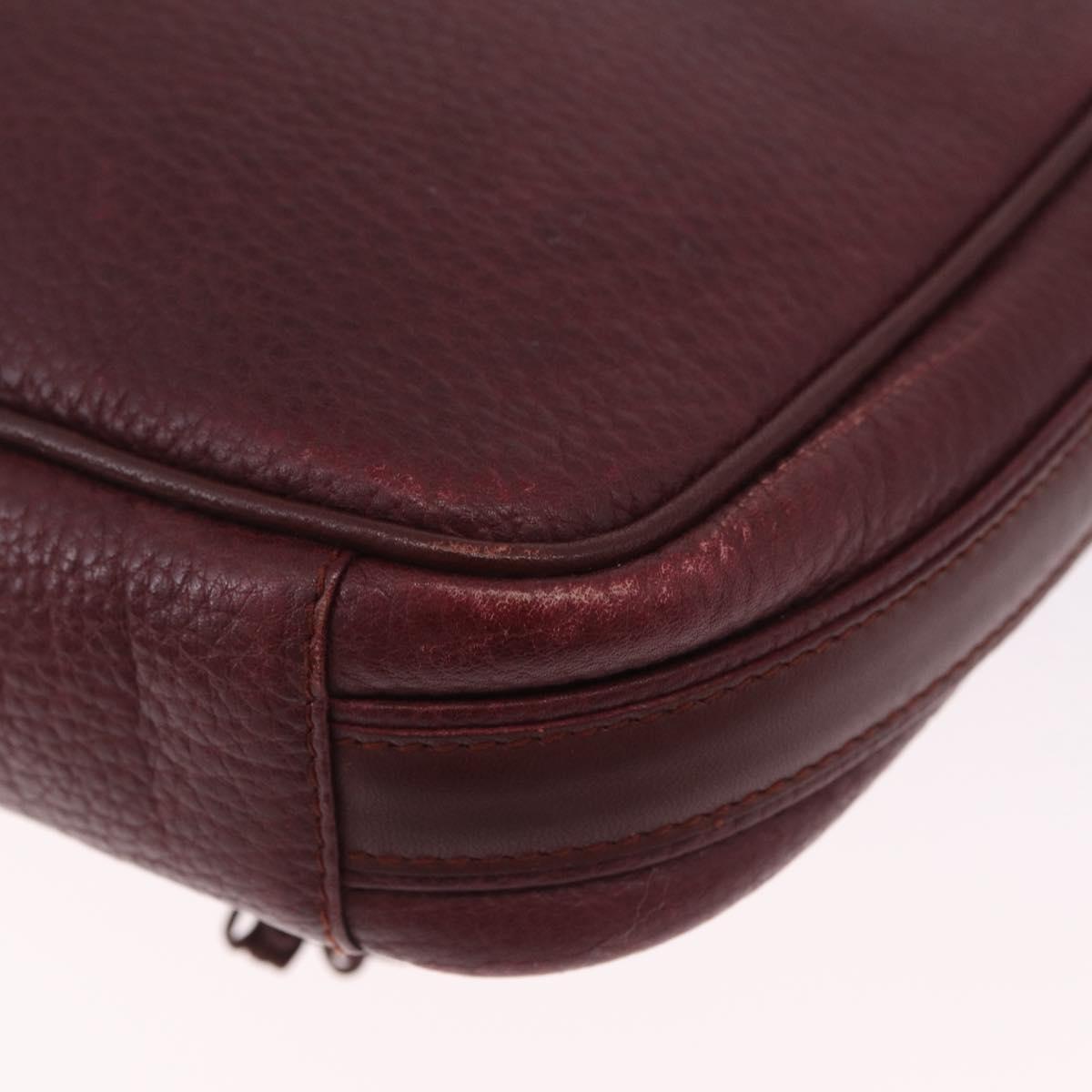 Cartier Must Line Shoulder Bag Leather Bordeaux Gold Auth 212100