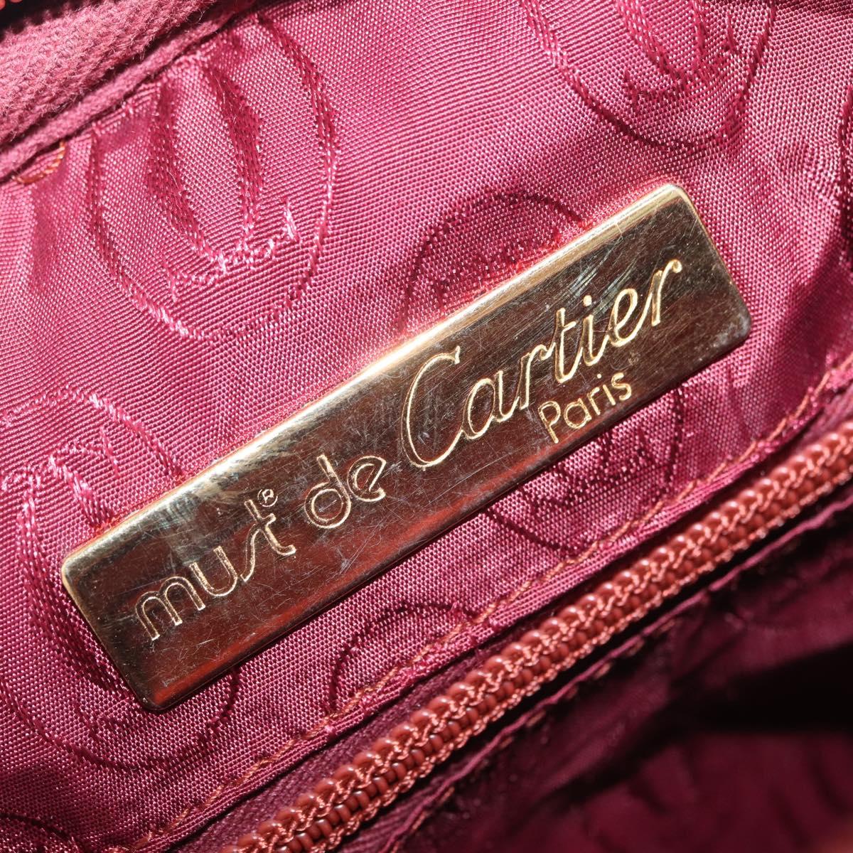 Cartier Must Line Shoulder Bag Leather Bordeaux Gold Auth 212100