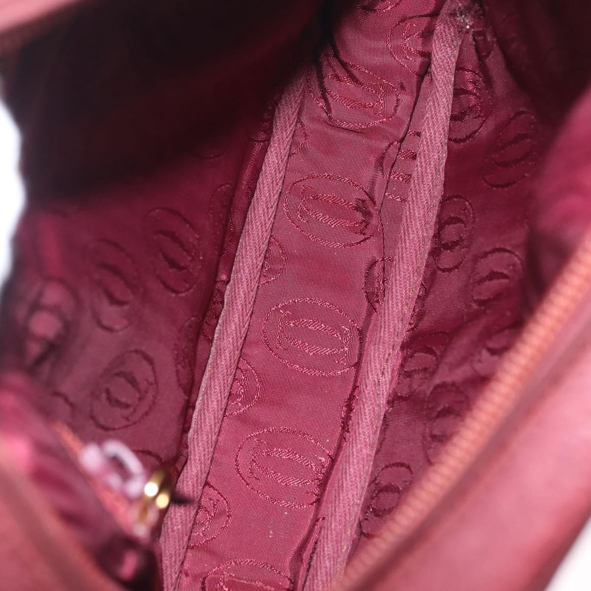 Cartier Must Line Shoulder Bag Leather Bordeaux Gold Auth 212100