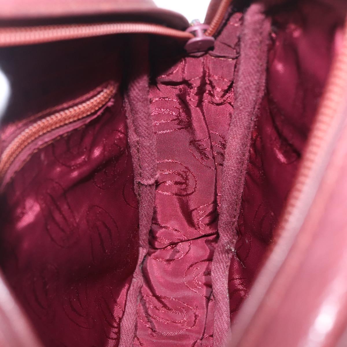 Cartier Must Line Shoulder Bag Leather Bordeaux Gold Auth 212100