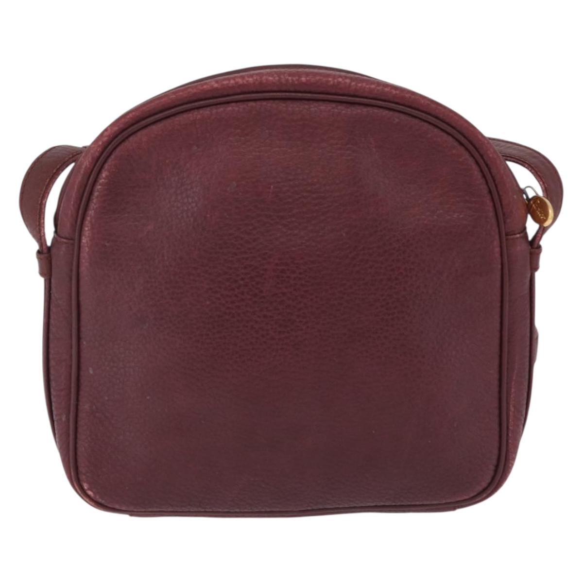 Cartier Must Line Shoulder Bag Leather Bordeaux Gold Auth 212100