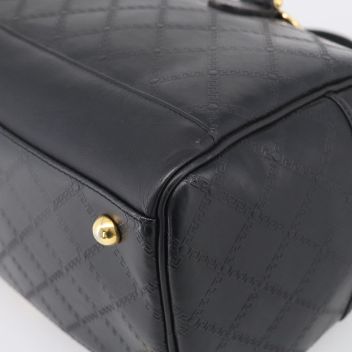 Gianni Versace Boston Bag Leather Black Gold Auth 212101
