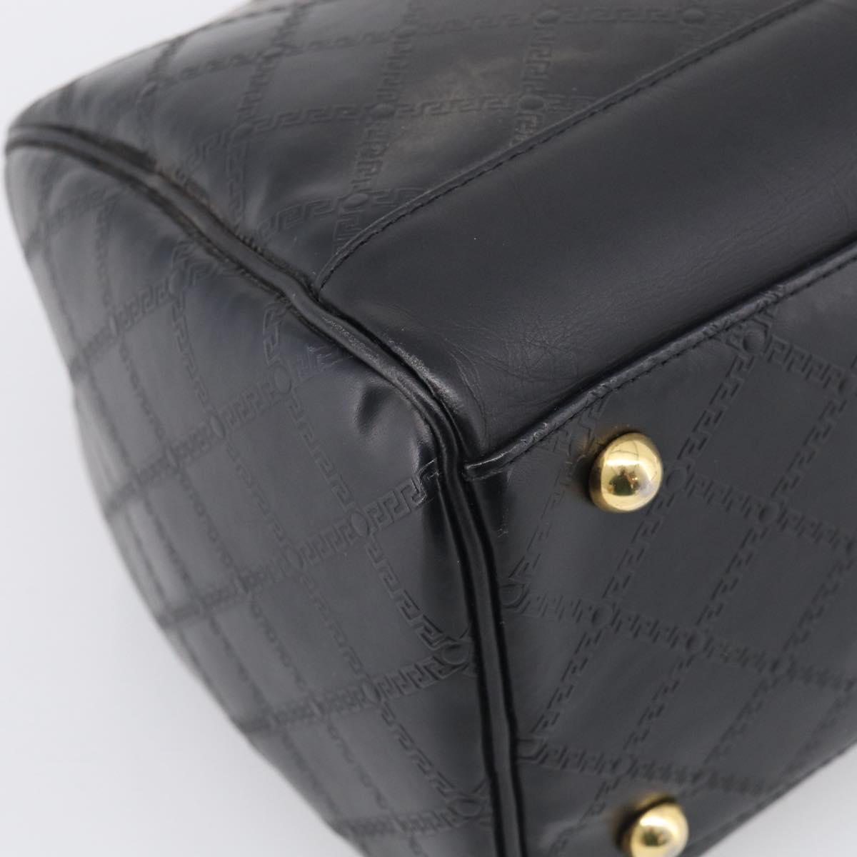 Gianni Versace Boston Bag Leather Black Gold Auth 212101