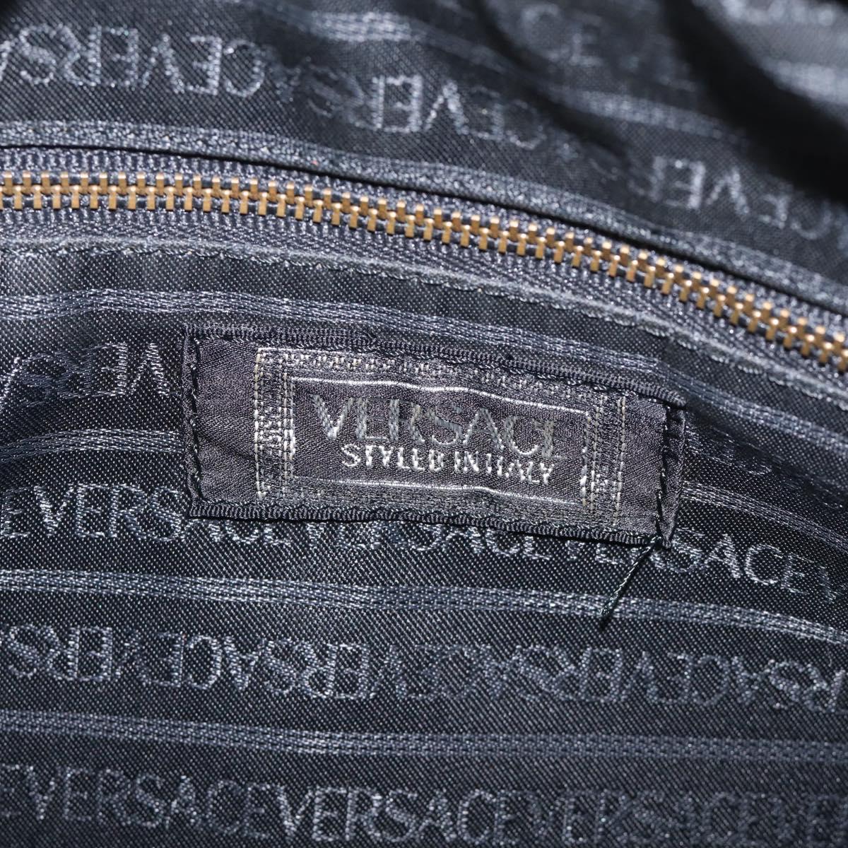 Gianni Versace Boston Bag Leather Black Gold Auth 212101