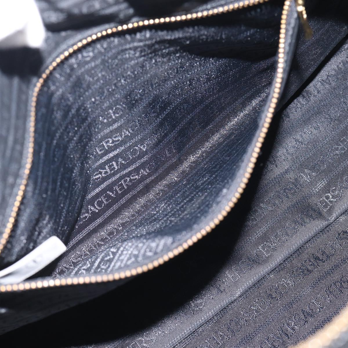 Gianni Versace Boston Bag Leather Black Gold Auth 212101