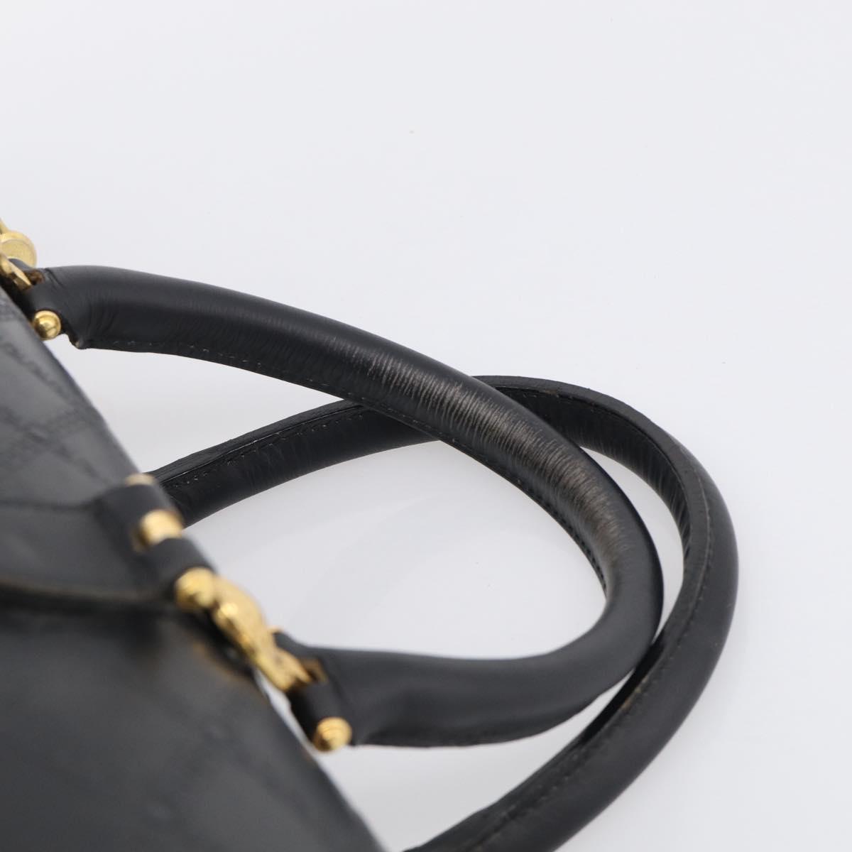 Gianni Versace Boston Bag Leather Black Gold Auth 212101