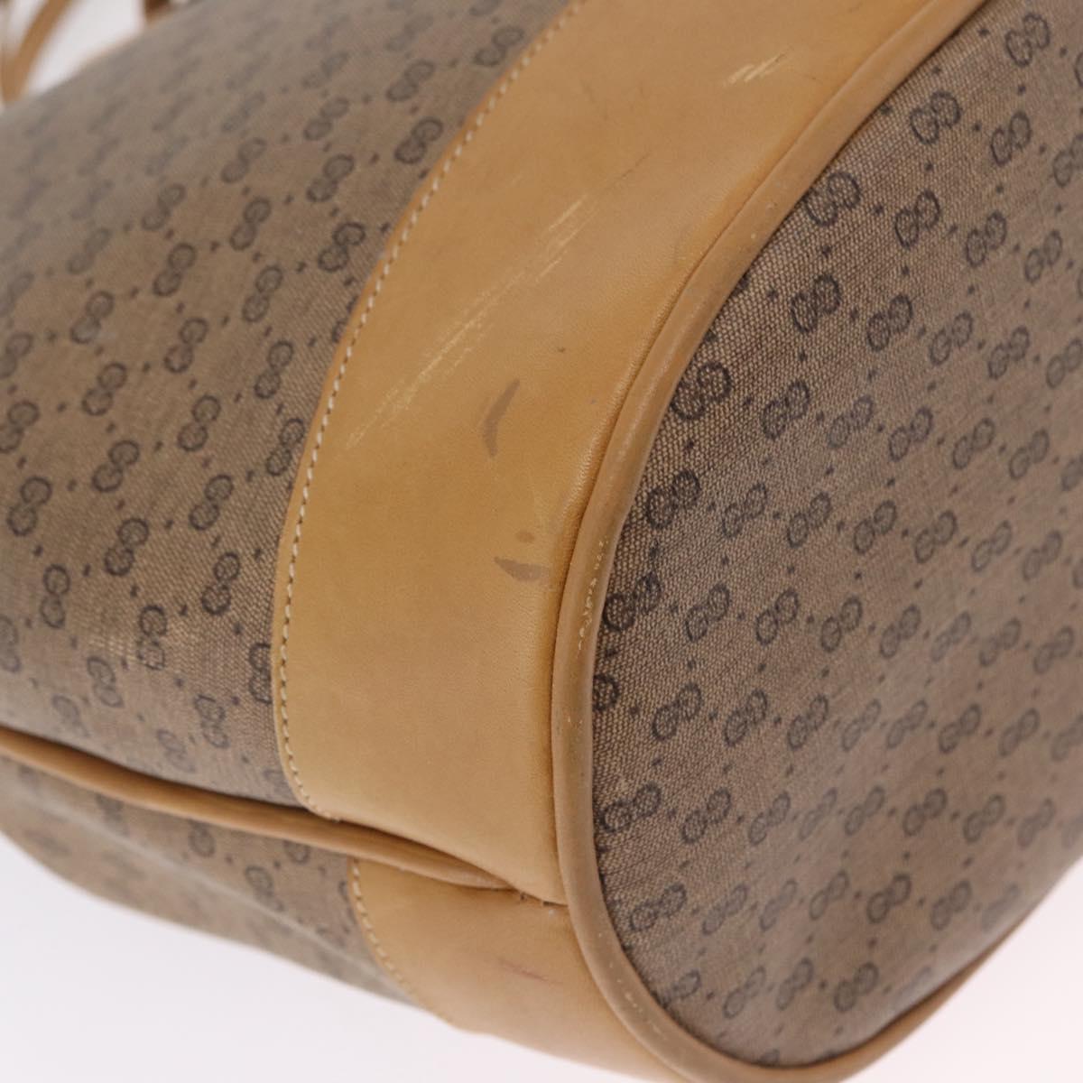 GUCCI Micro GG Supreme Shoulder Bag PVC Beige Gold Auth 212102
