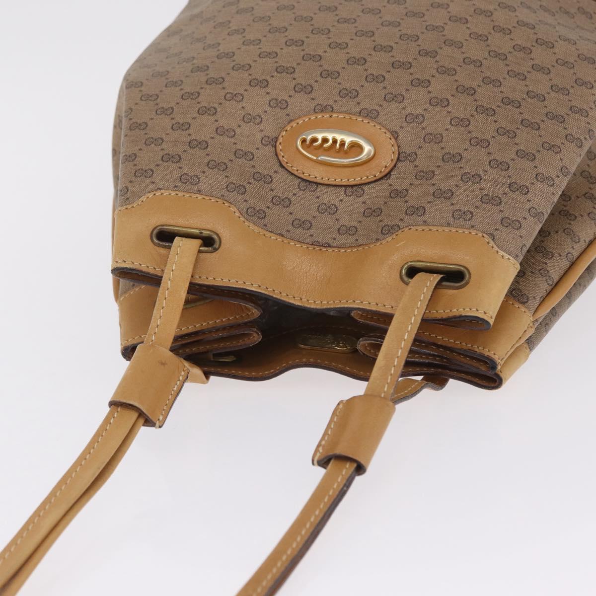 GUCCI Micro GG Supreme Shoulder Bag PVC Beige Gold Auth 212102