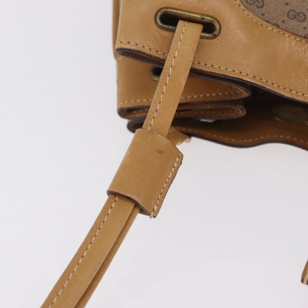 GUCCI Micro GG Supreme Shoulder Bag PVC Beige Gold Auth 212102