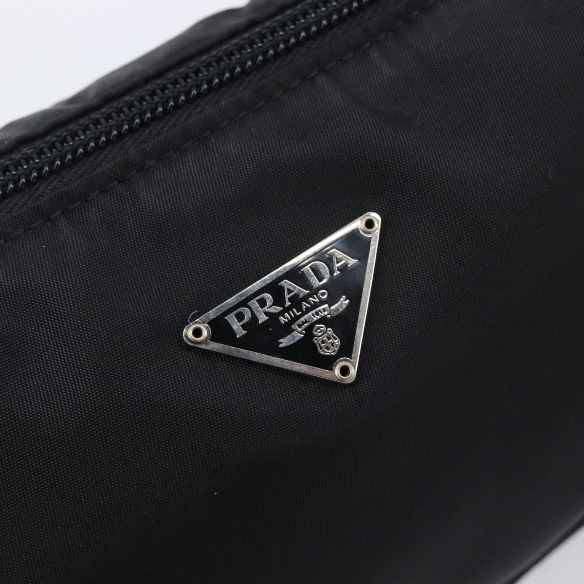 PRADA Accessory Pouch Nylon Black Silver Auth 212103V