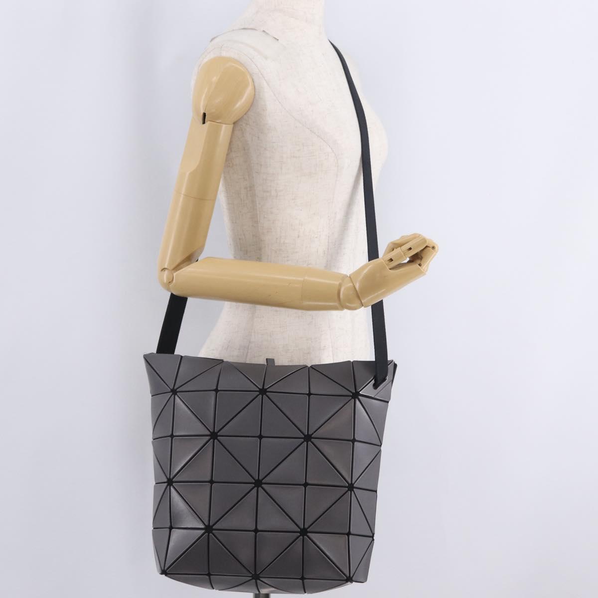 ISSEY MIYAKE BAO BAO Shoulder Bag PVC Canvas Gray Silver Auth 212108A
