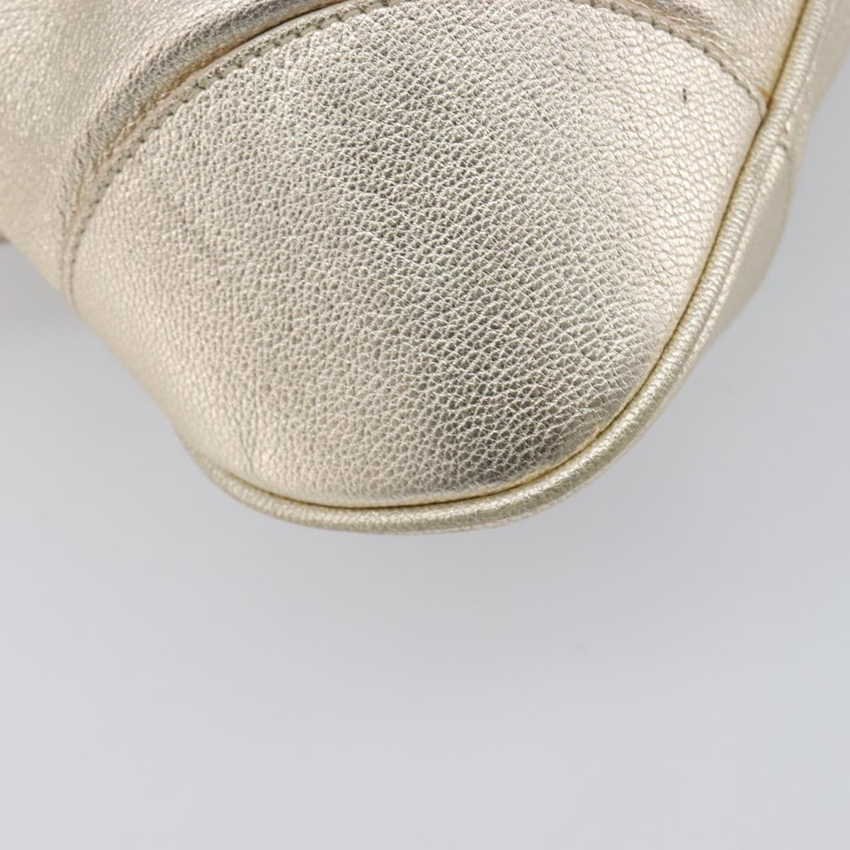 Salvatore Ferragamo Gancini Hand Bag Leather Gold Auth 212110A