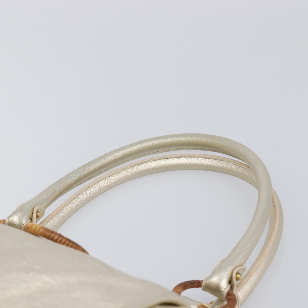 Salvatore Ferragamo Gancini Hand Bag Leather Gold Auth 212110A