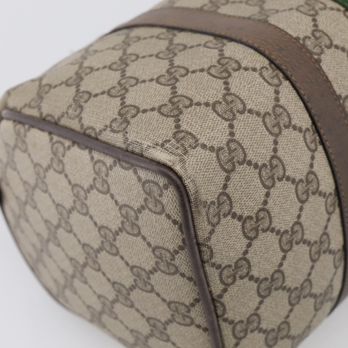 GUCCI GG Supreme Web Sherry Line Hand Bag PVC Beige Gold Auth 212112
