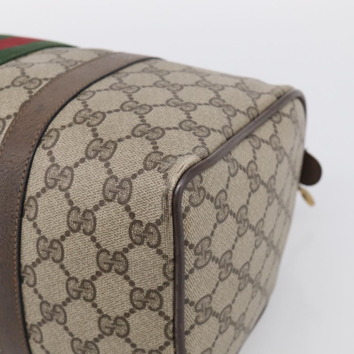 GUCCI GG Supreme Web Sherry Line Hand Bag PVC Beige Gold Auth 212112