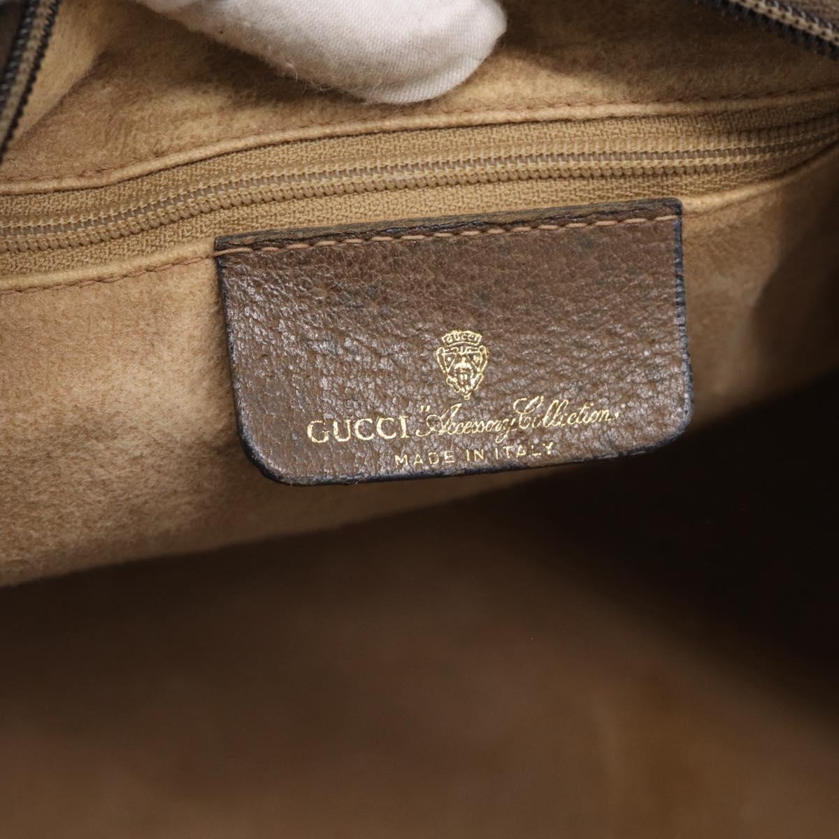 GUCCI GG Supreme Web Sherry Line Hand Bag PVC Beige Gold Auth 212112