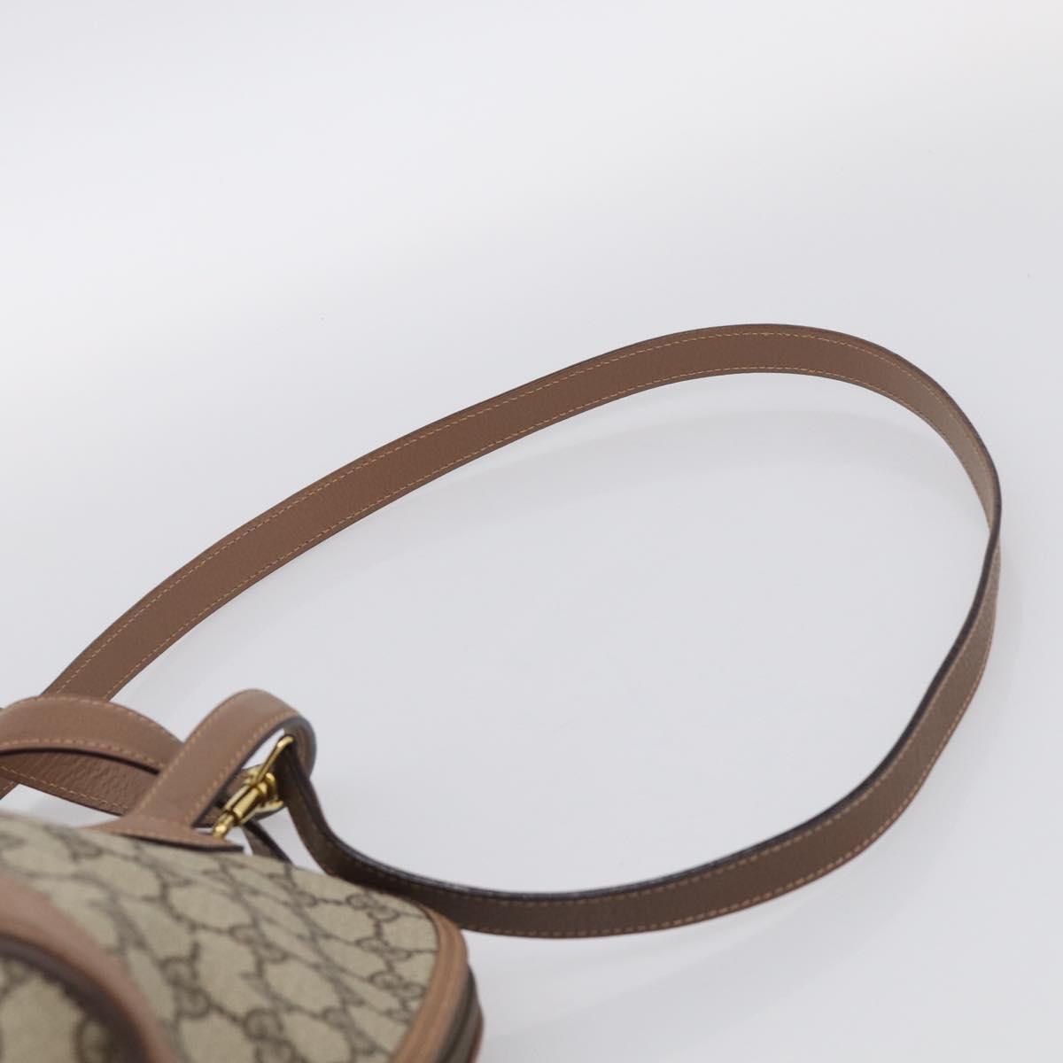GUCCI GG Supreme Hand Bag PVC 2way Beige Gold Auth 212113