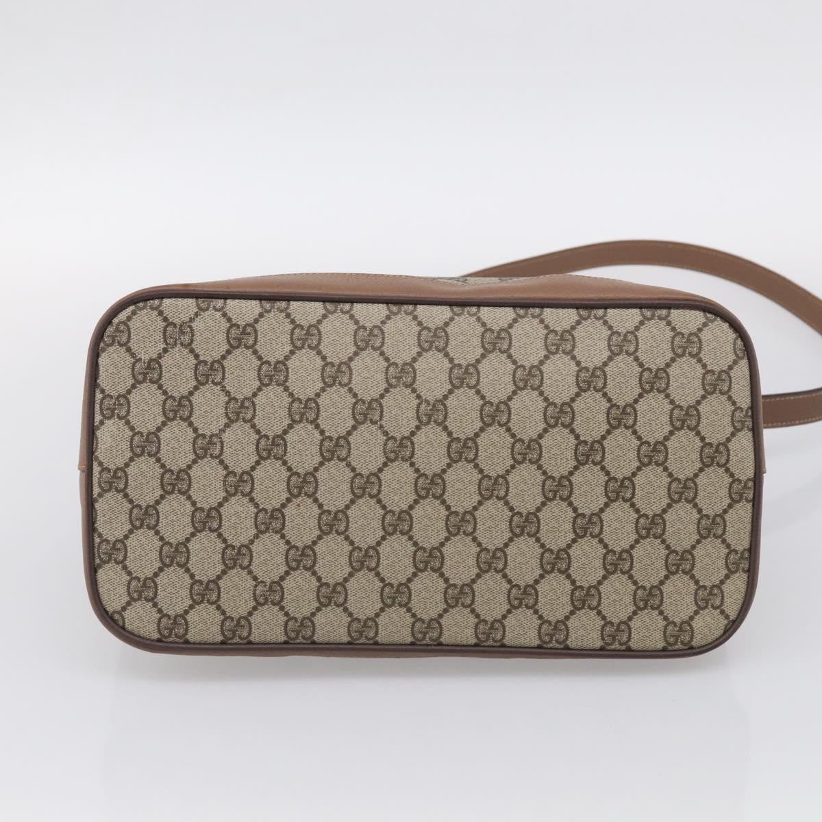 GUCCI GG Supreme Hand Bag PVC 2way Beige Gold Auth 212113